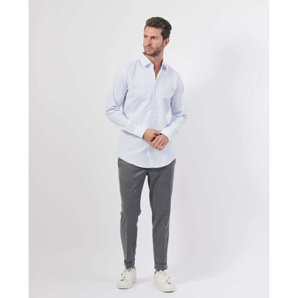 Hugo Boss Blauw Katoenen Overhemd met Micro Patroon Blue Heren