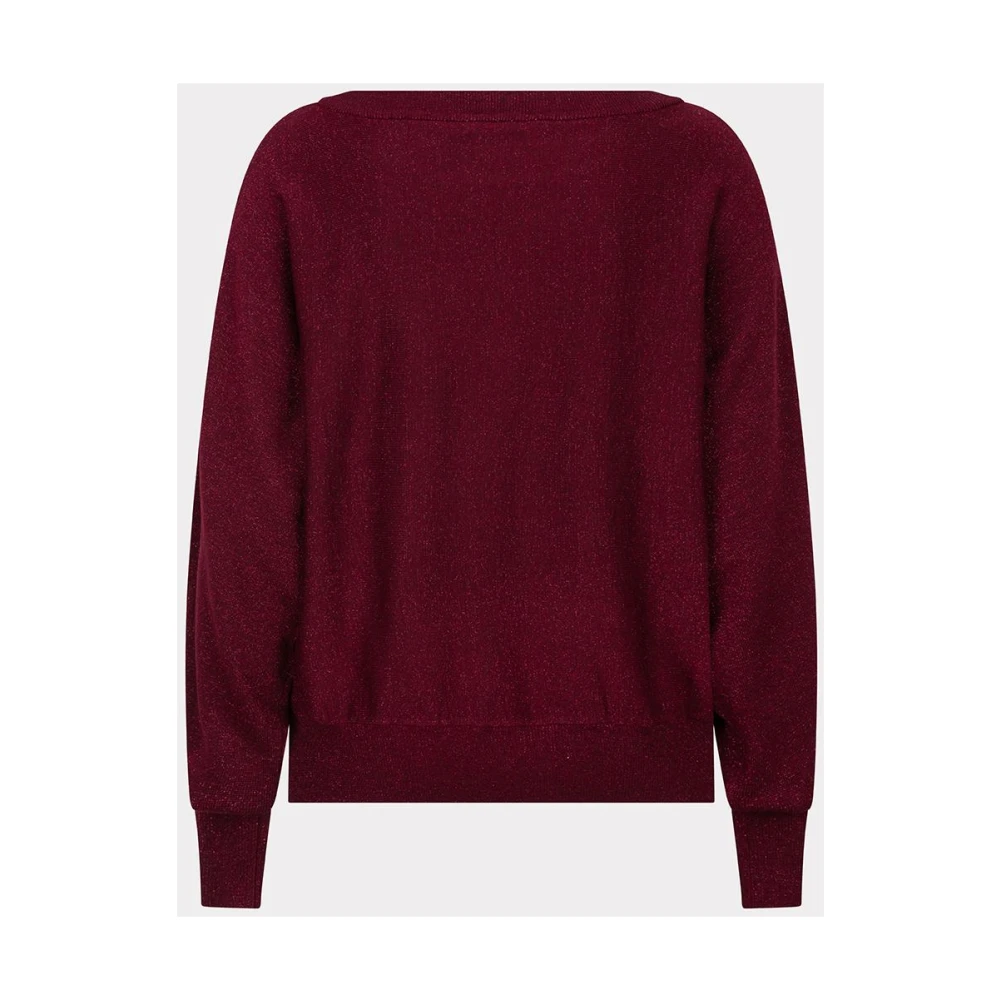 Esqualo Batwing Lurex Trui Wijnrood Red Dames