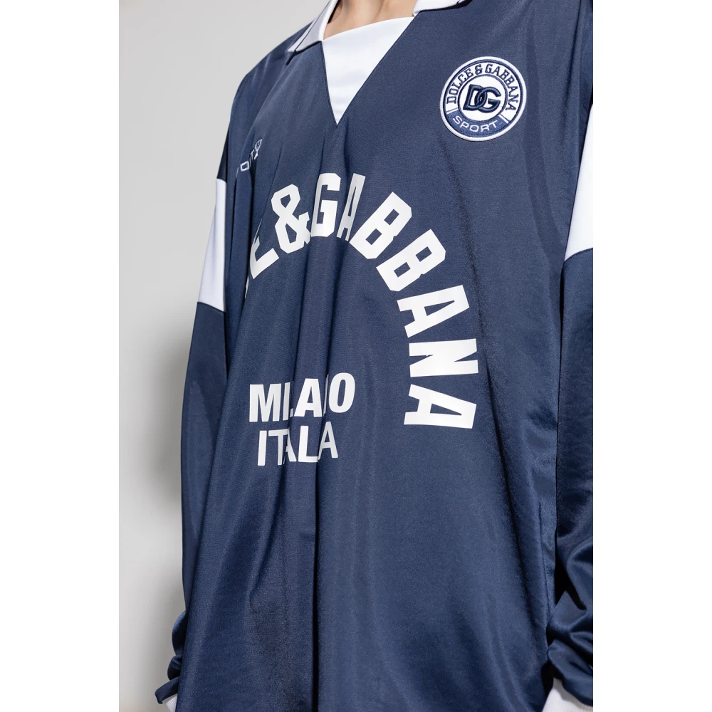 Dolce & Gabbana Grafische Print Longsleeve T-shirt Blue Heren