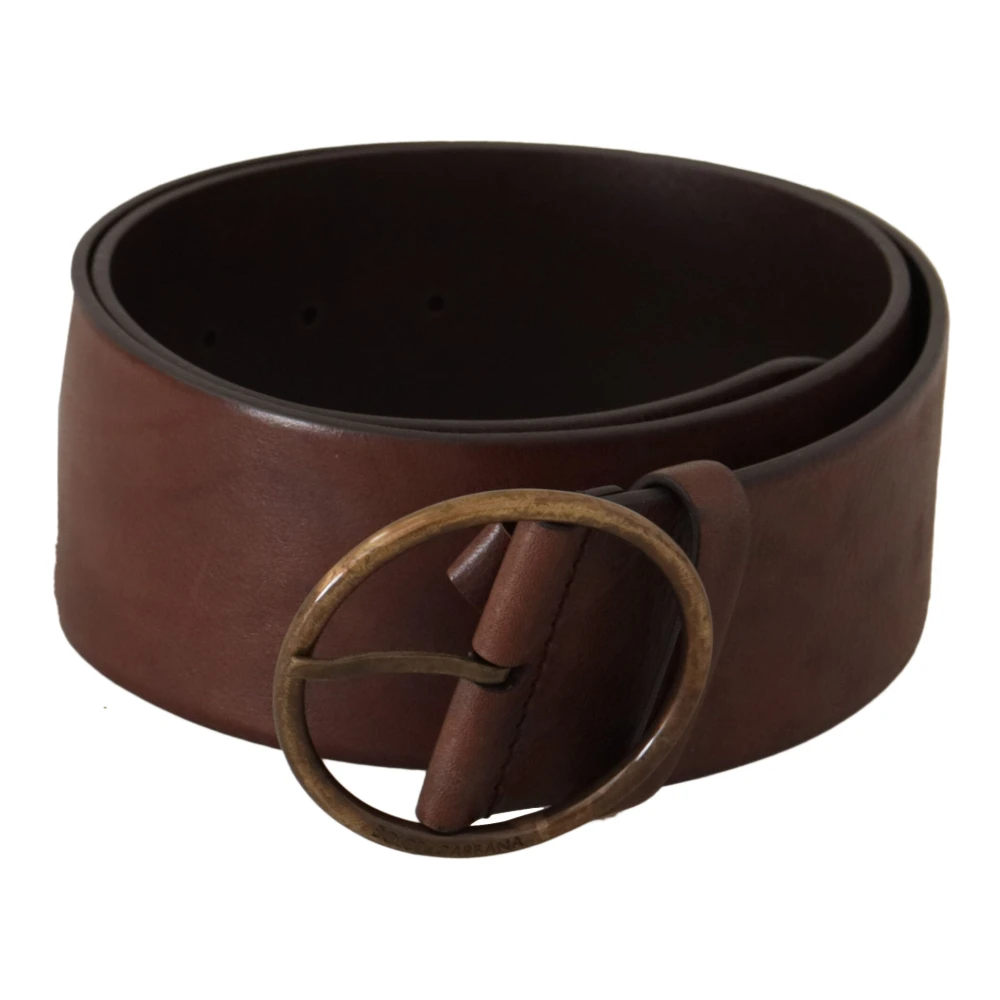 Dolce & Gabbana Elegante leren riem met gegraveerde gesp Brown Dames