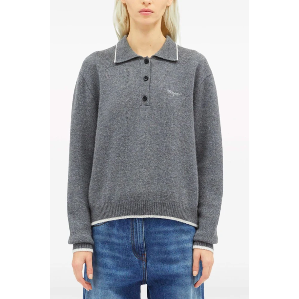 Msgm Grijze Trui met Knoopsluiting Gray Dames