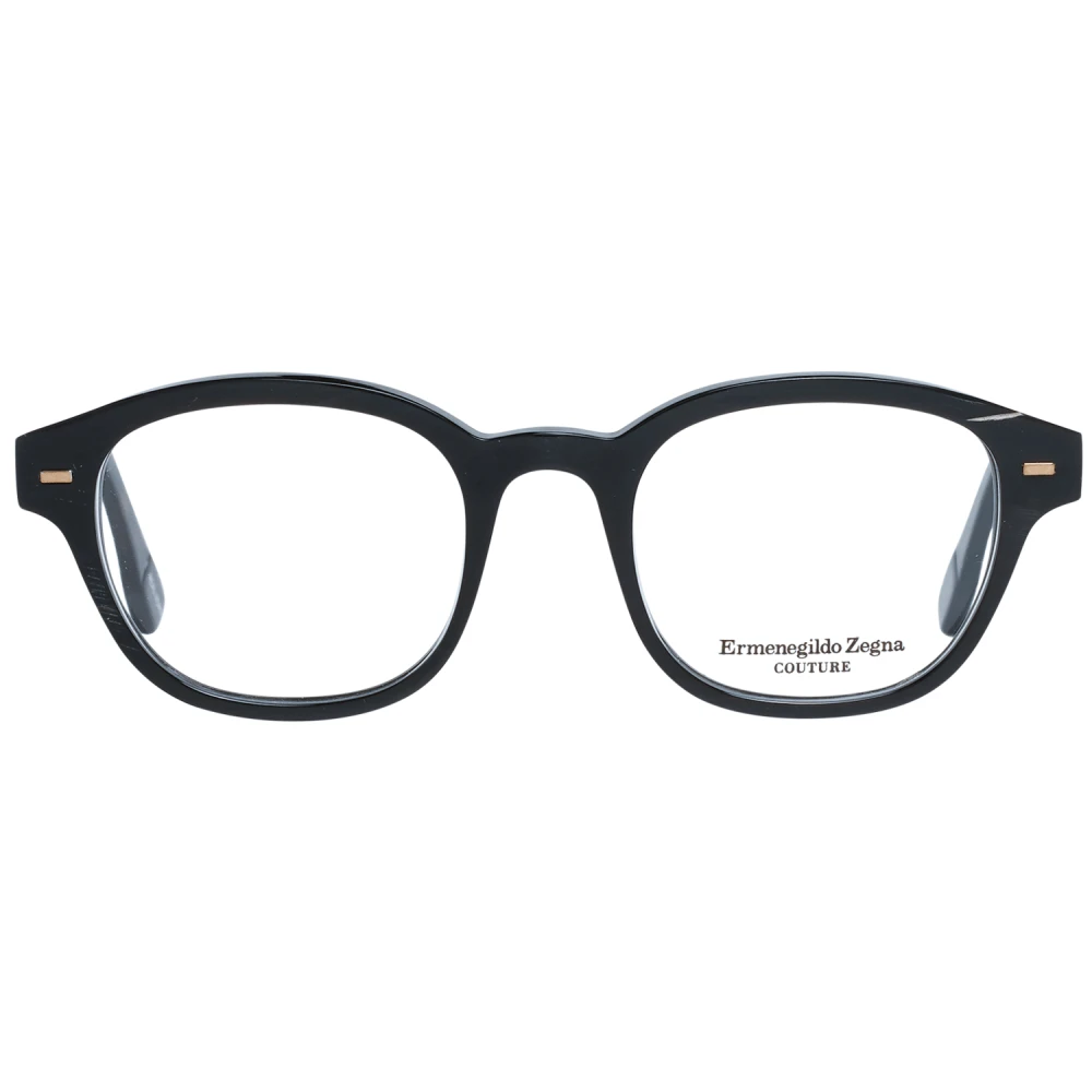 Ermenegildo Zegna Zwarte Hoorn Ronde Optische Brillen Black Heren