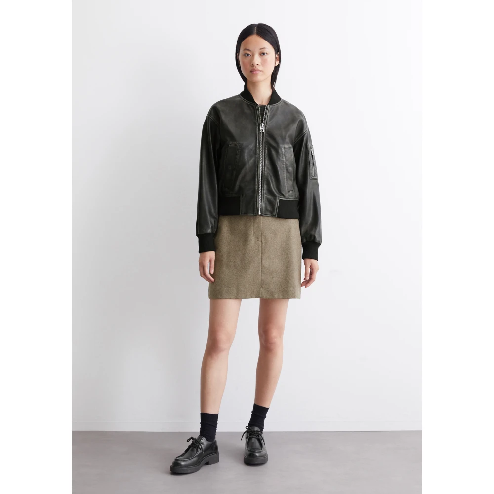 Marc O'Polo Leren blouson regular Black Dames