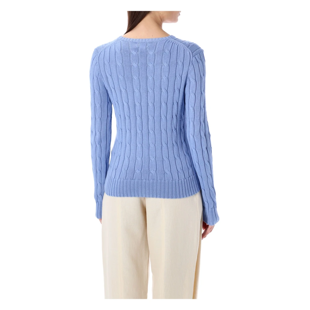 Ralph Lauren Kabelgebreide katoenen trui met ronde hals Blue Dames