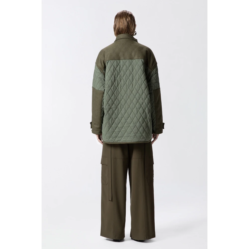 pinko Gewatteerde Parka Jas met Hoge Hals Green Dames