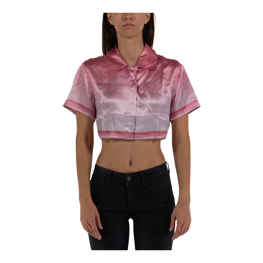 Casablanca Cubaanse Kraag Geknipte Zijden Shirt Pink Dames