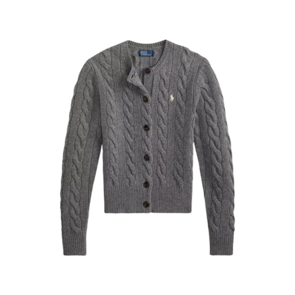 Polo Ralph Lauren Damen Grau Zopfstrick-Cardigan