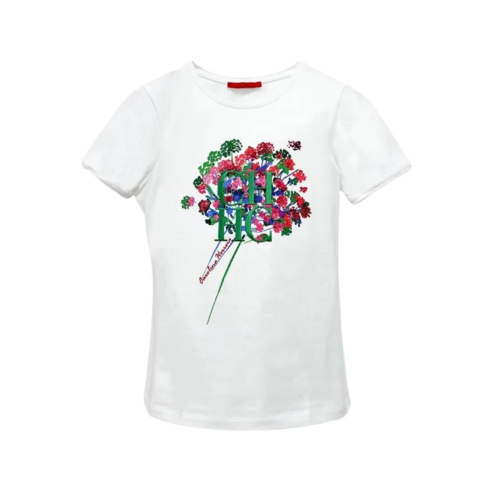 Carolina Herrera Witte Waterverf Bloemen T-shirt White Dames