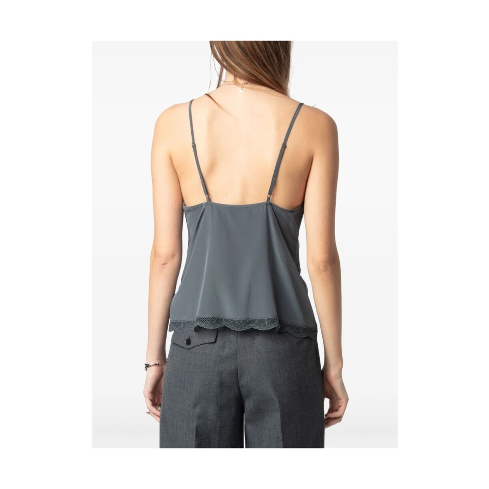 Zadig & Voltaire Doorschijnende Kant Spaghetti Strap Top Gray Dames