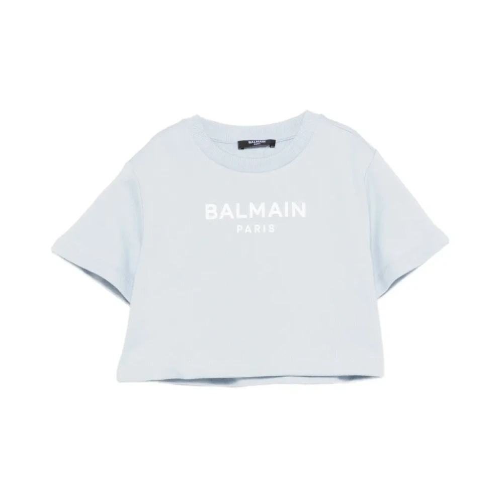 Balmain Unisex Kids Blue Sweatshirt - Kids Short Sleeve T-Shirts - 14 Y - Kids