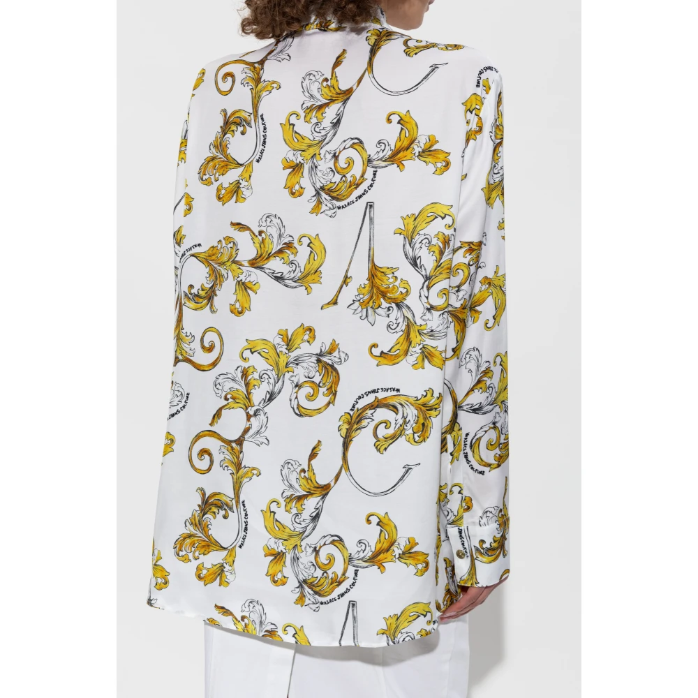 Versace Jeans Couture Shirt met Outline Barocco print White Dames