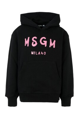 sweat-a-capuche-noir-avec-logo-rose