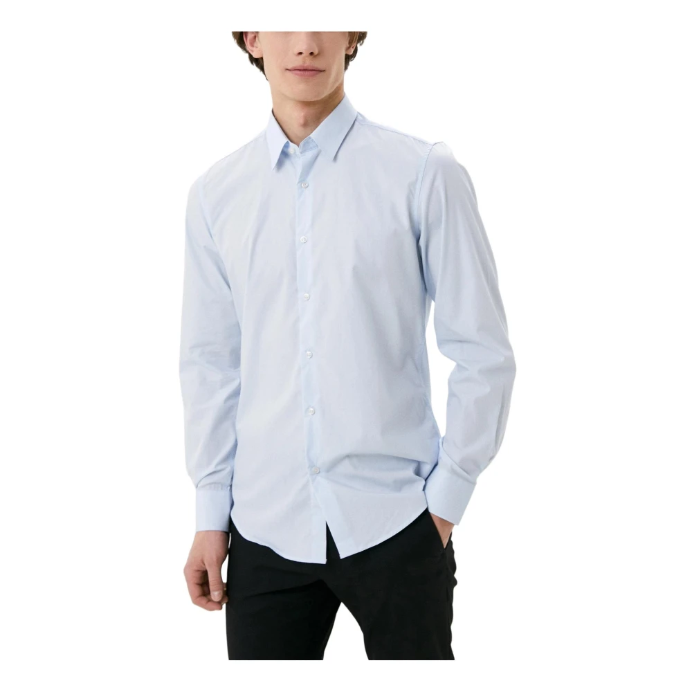 Antony Morato Men's Blue Formal Shirts, 2XL, Cotton Round Neck Long Sleeve Shirt