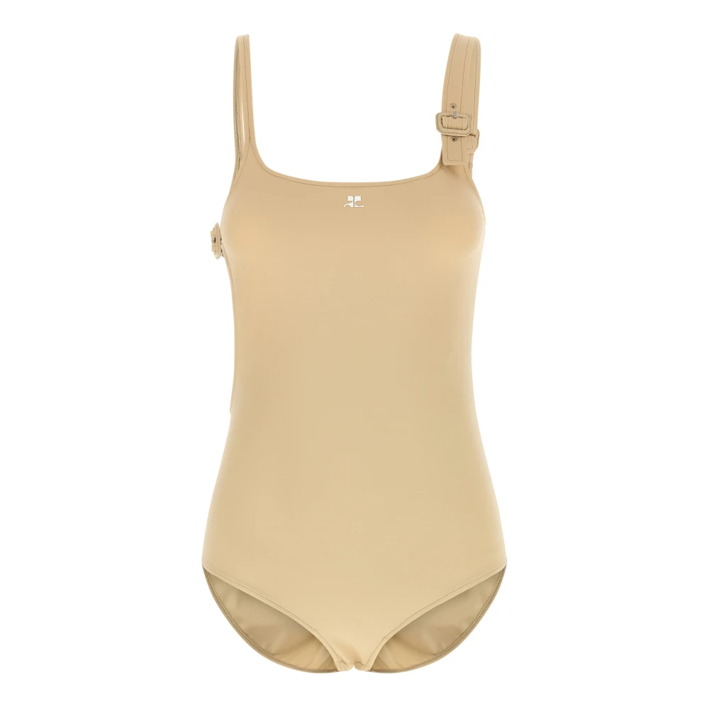 Courrèges Women's Beige Full-Body, Xs, Buckle Cut-Out Bodysuit