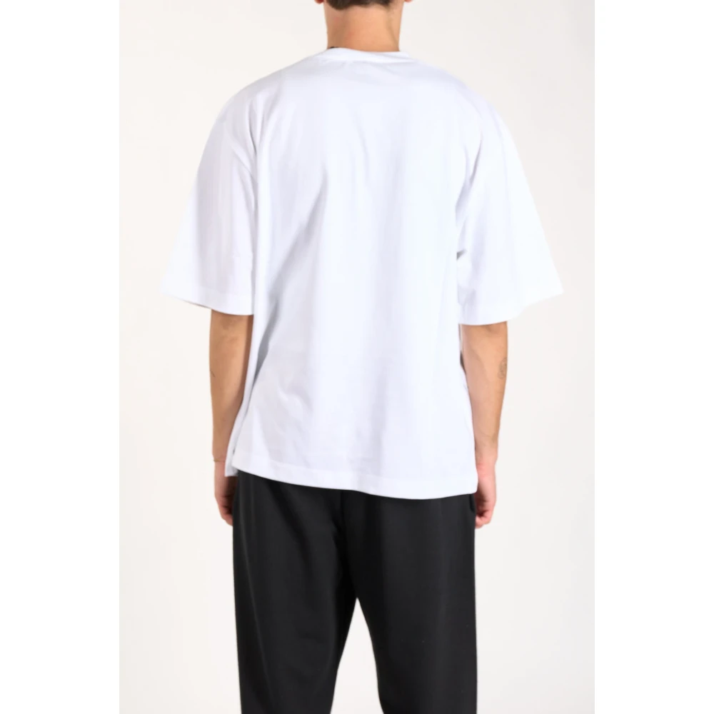 Laneus Geborduurd logo boxy T-shirt White Heren
