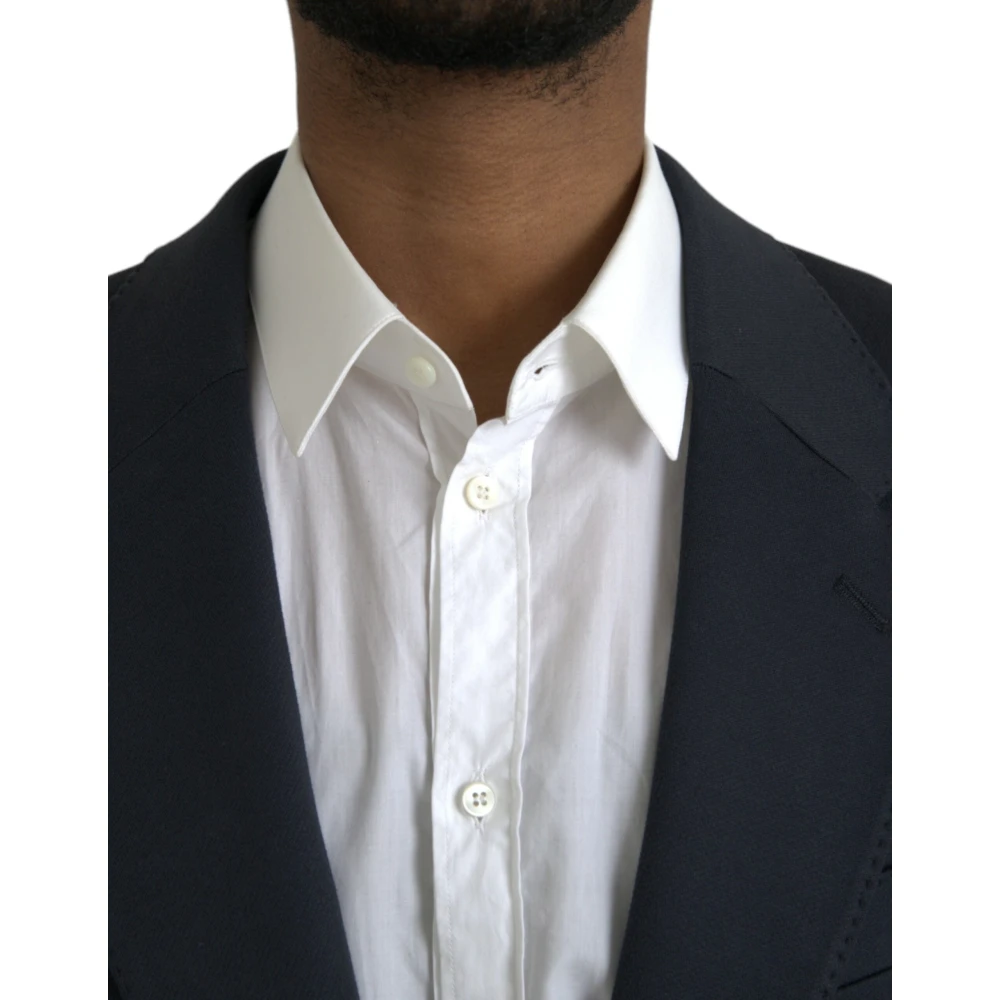 Dolce & Gabbana Donkerblauwe Single Breasted Katoenen Blazer Blue Heren