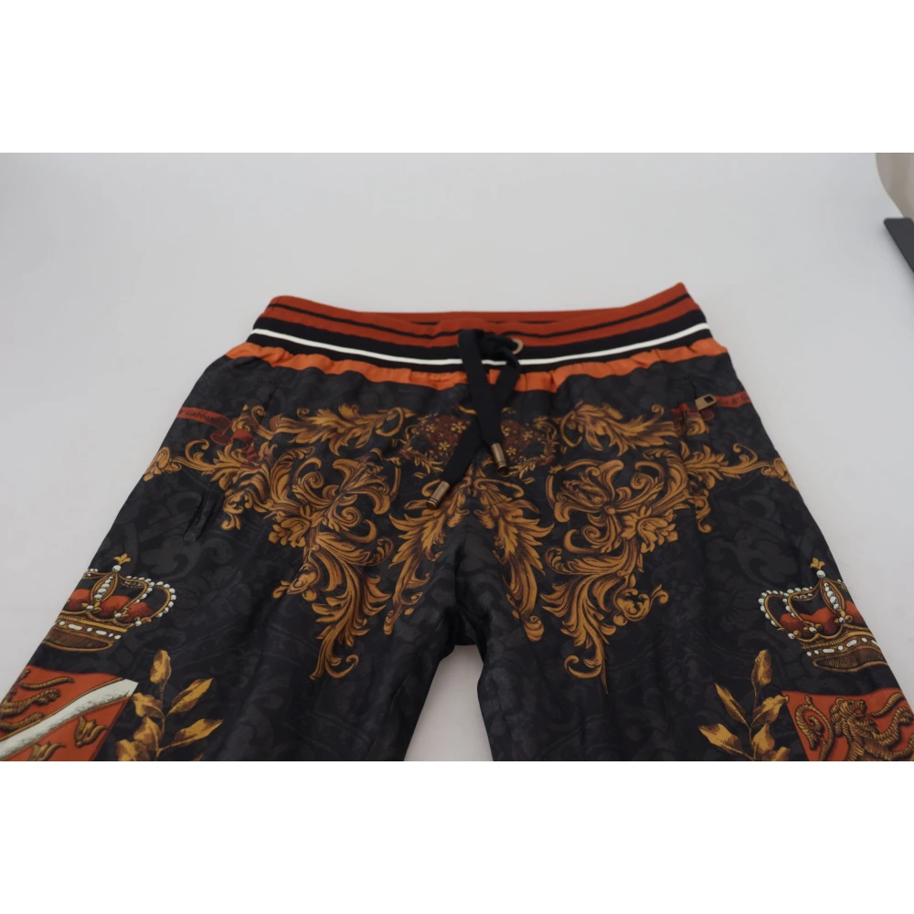 Dolce & Gabbana Barok Kroon Zijden Sweatpants Multicolor Heren