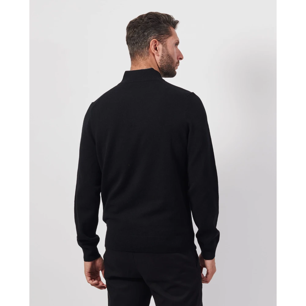 Hugo Boss Zwarte Wol Zip Trui Black Heren
