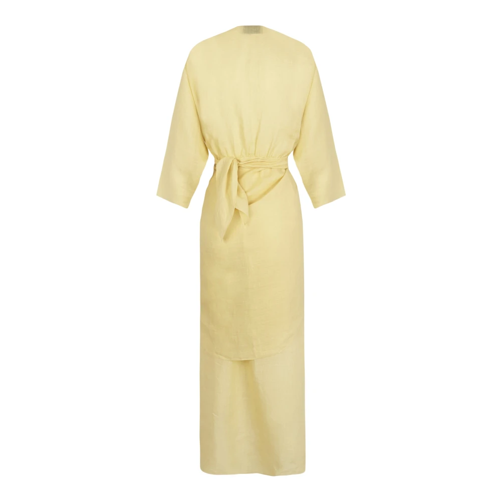 Cortana Tramonto lichtgele ramie midi-jurk Yellow Dames