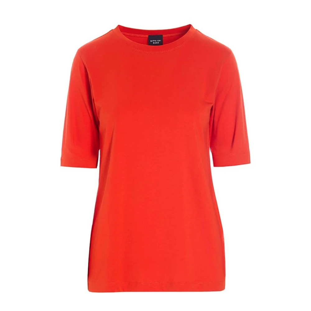 Bitte Kai Rand Stijlvolle Katoenen T-Shirt Top in Lava Orange Dames