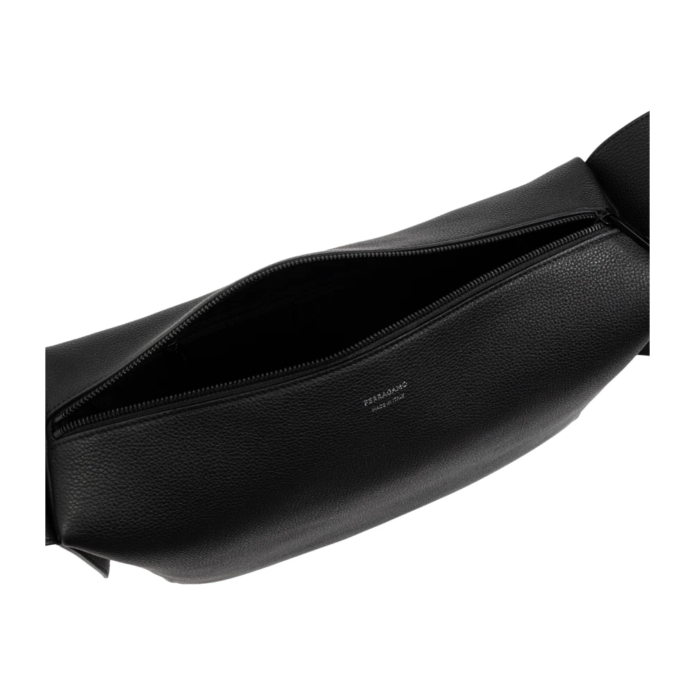 Salvatore Ferragamo Leren schoudertas Black Heren