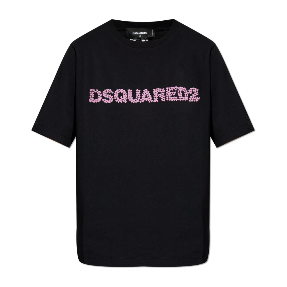 Dsquared2 T-shirt met logo Black Dames