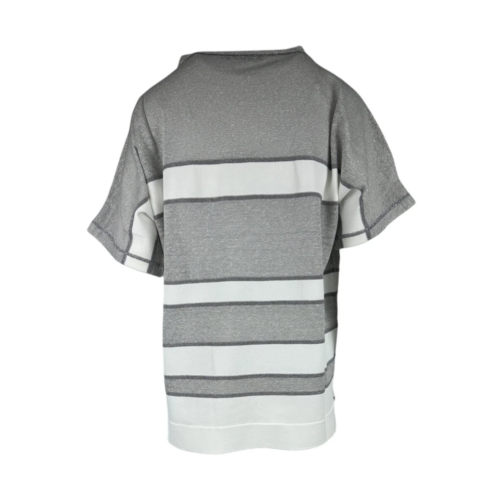 D.Exterior Gestreepte trui met halve mouwen en lurex Gray Dames