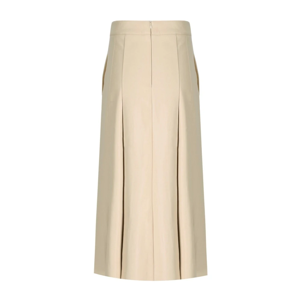 Essentiel Antwerp Ecru Faux Leather A-Line Midi Rok Beige Dames