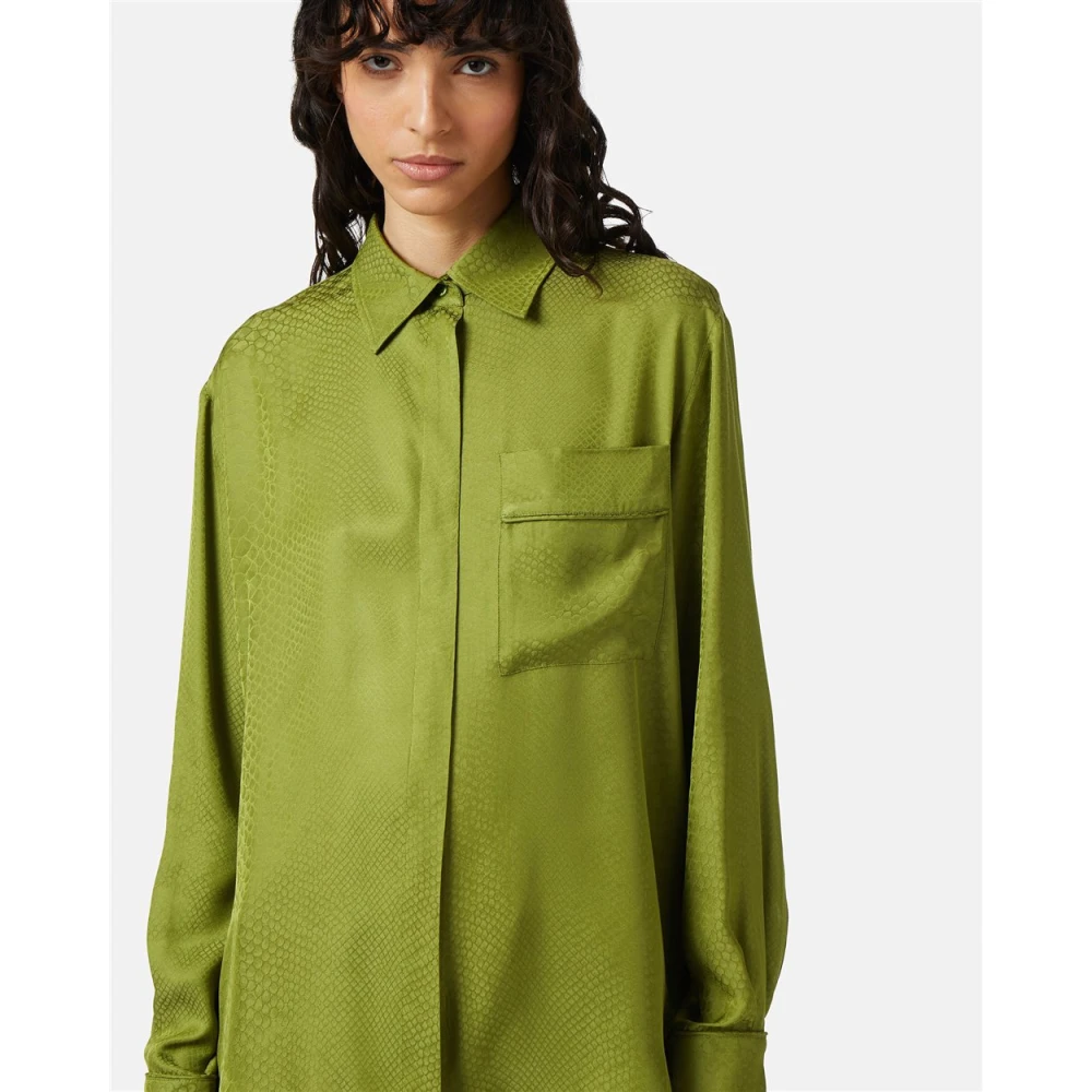 Iceberg Slang Ontwerp Jacquard Viscose Shirt Green Dames