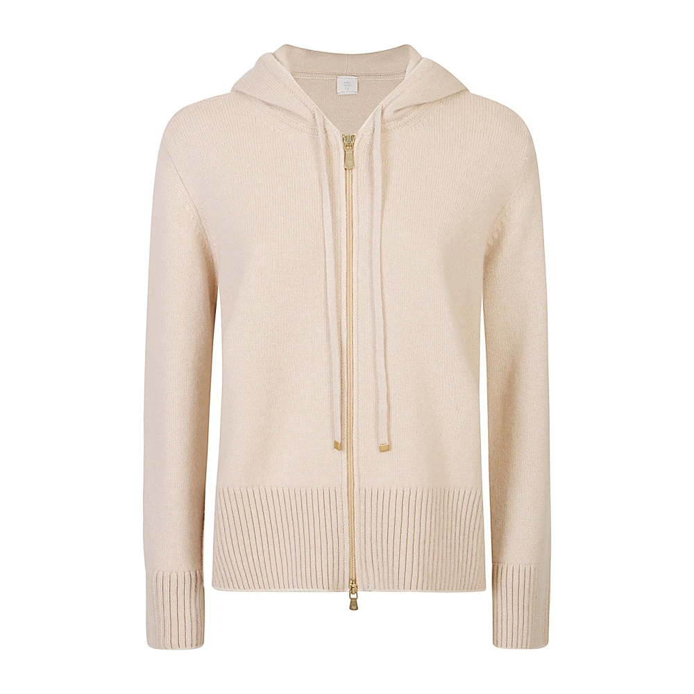 Eleventy Women's Beige Cashmere Knitwear, M, Maglia Full Zip Tipping