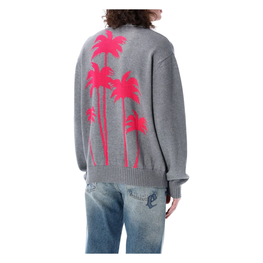 Palm Angels Gebreide trui met achterpalmen Gray Heren