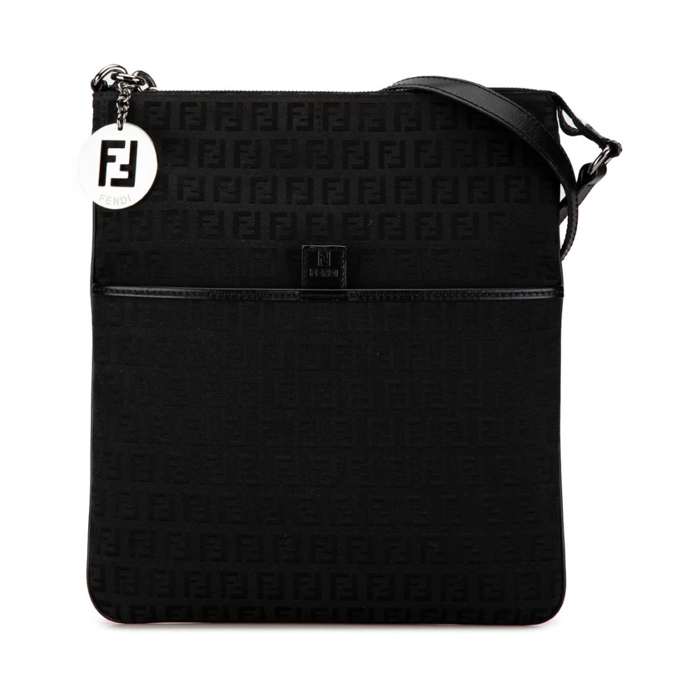 Fendi Vintage Women's Black Pre-Owned Zucchino Canvas Crossbody