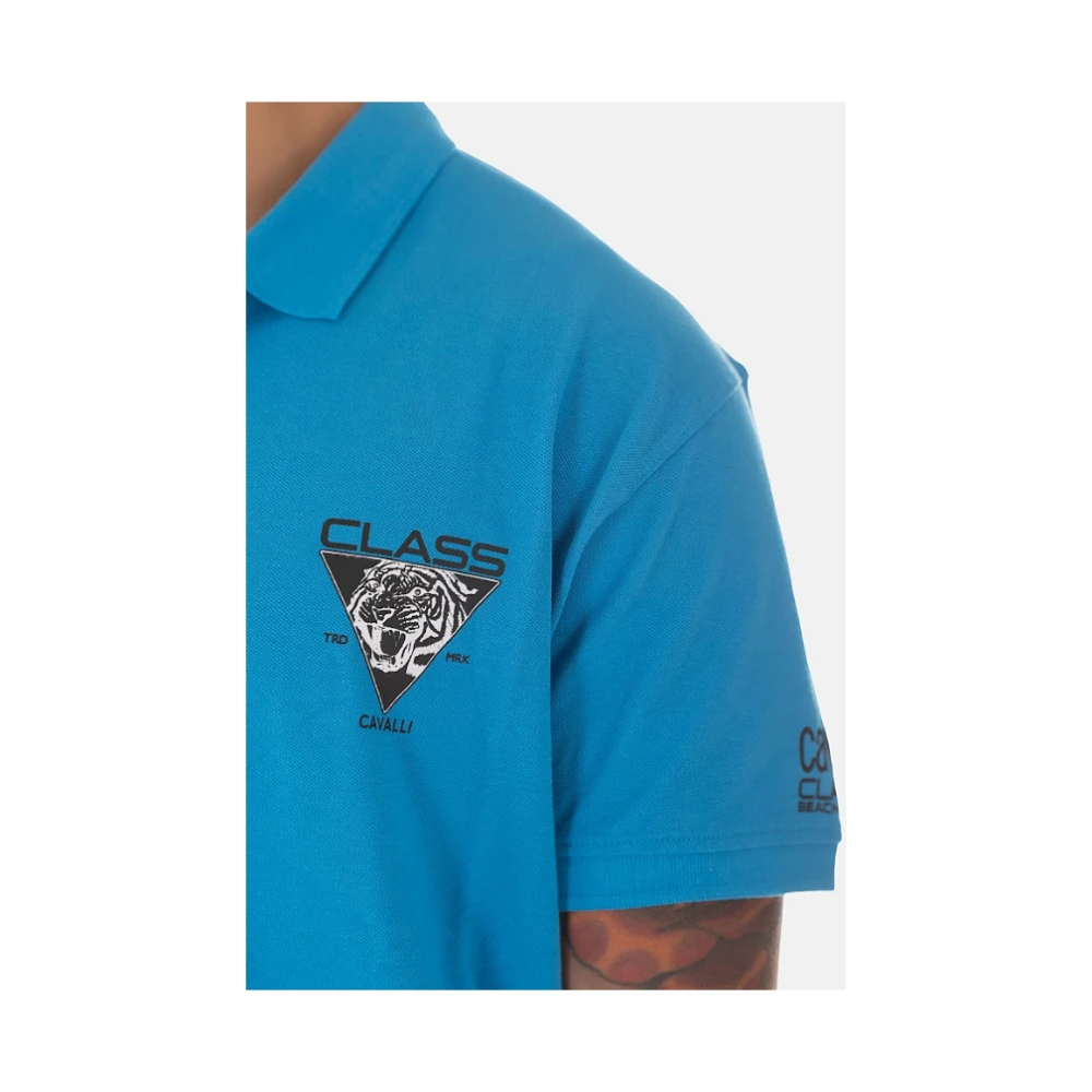 Just Cavalli Heren Logo Polo Shirt Blue Heren