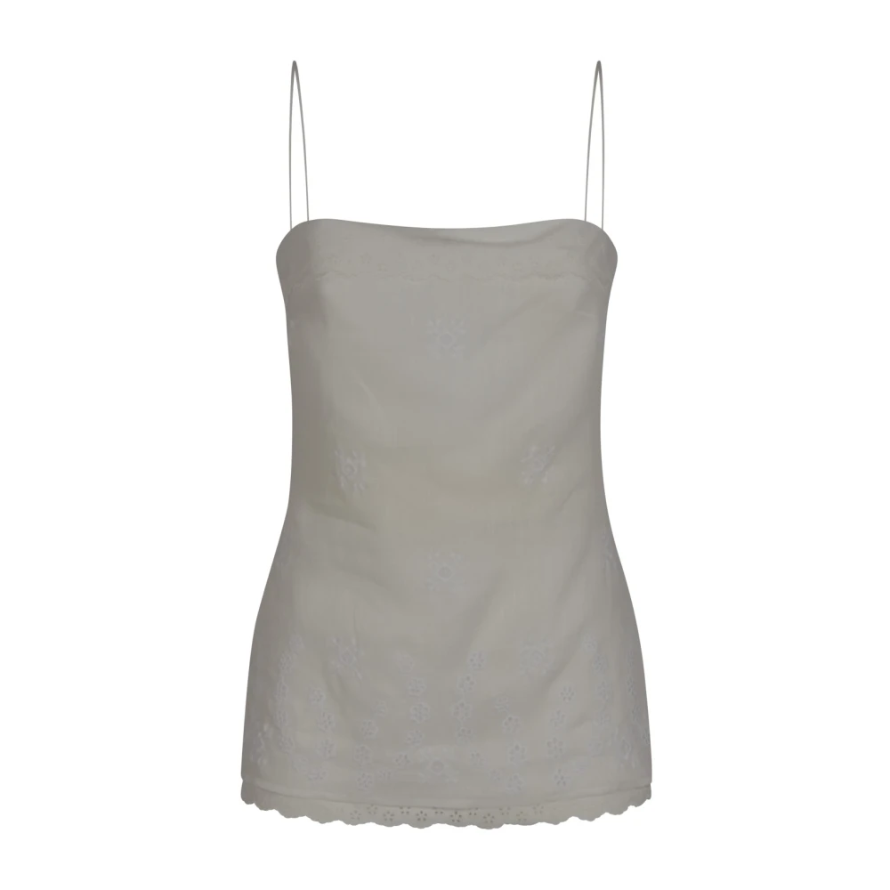 Magda Butrym Women's White Sleeveless Tops, Xs, Embroidered Lace Top