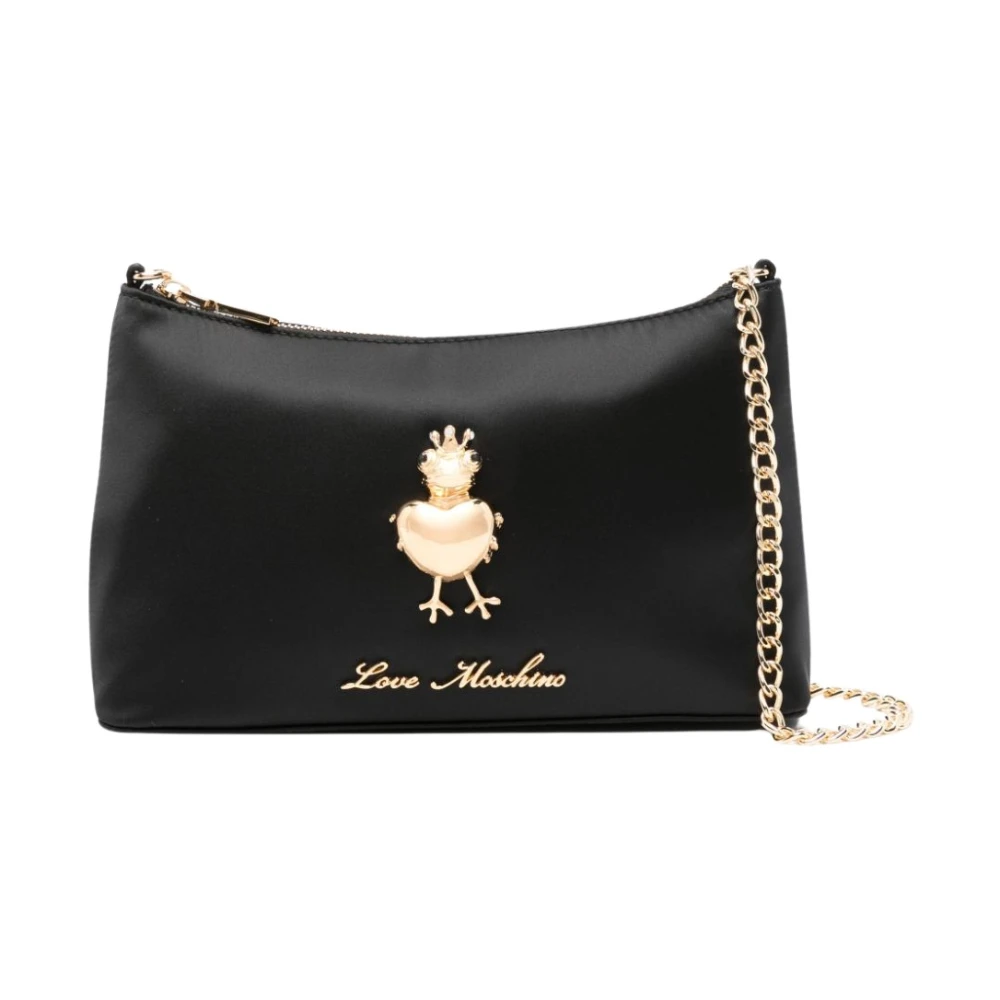 Love Moschino Zwarte Schoudertas met Kikker Motief Black Dames