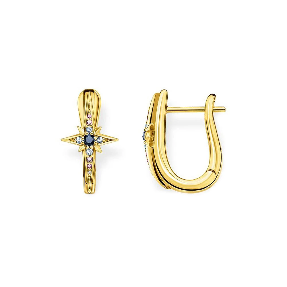 Thomas Sabo Women's Gold Earrings Hoops Royalty Star -Colored Cr678-959-7
