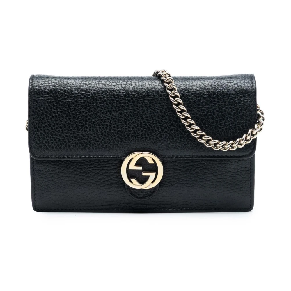 Gucci Vintage Women's Black Pre-Owned Chain Wallet