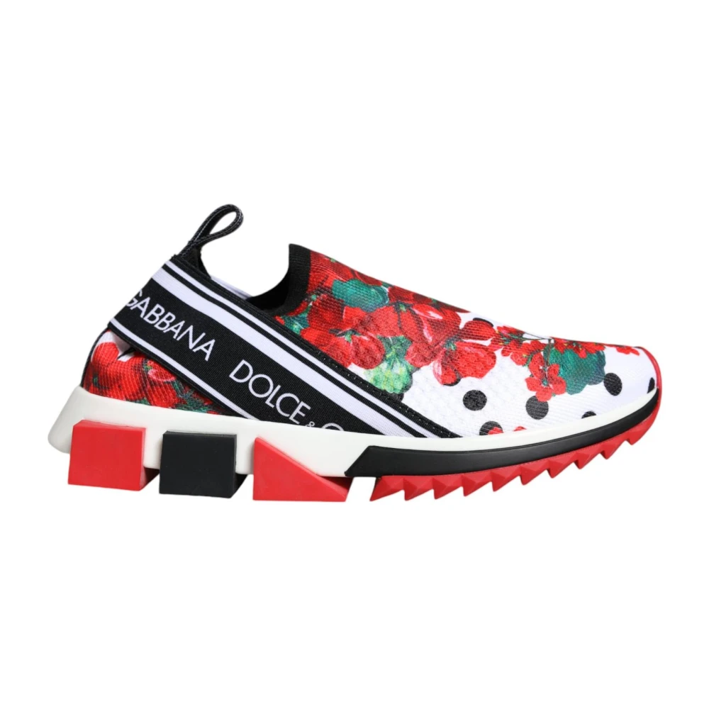Dolce & Gabbana Women's Multicolor Sneakers, 3 1/2 Uk, Floral Sorrento Trainers With Logo Details