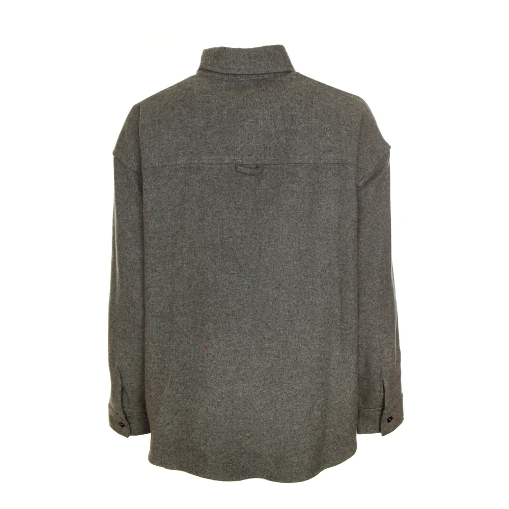 American vintage Blouse met lange mouwen en puntkraag Gray Dames
