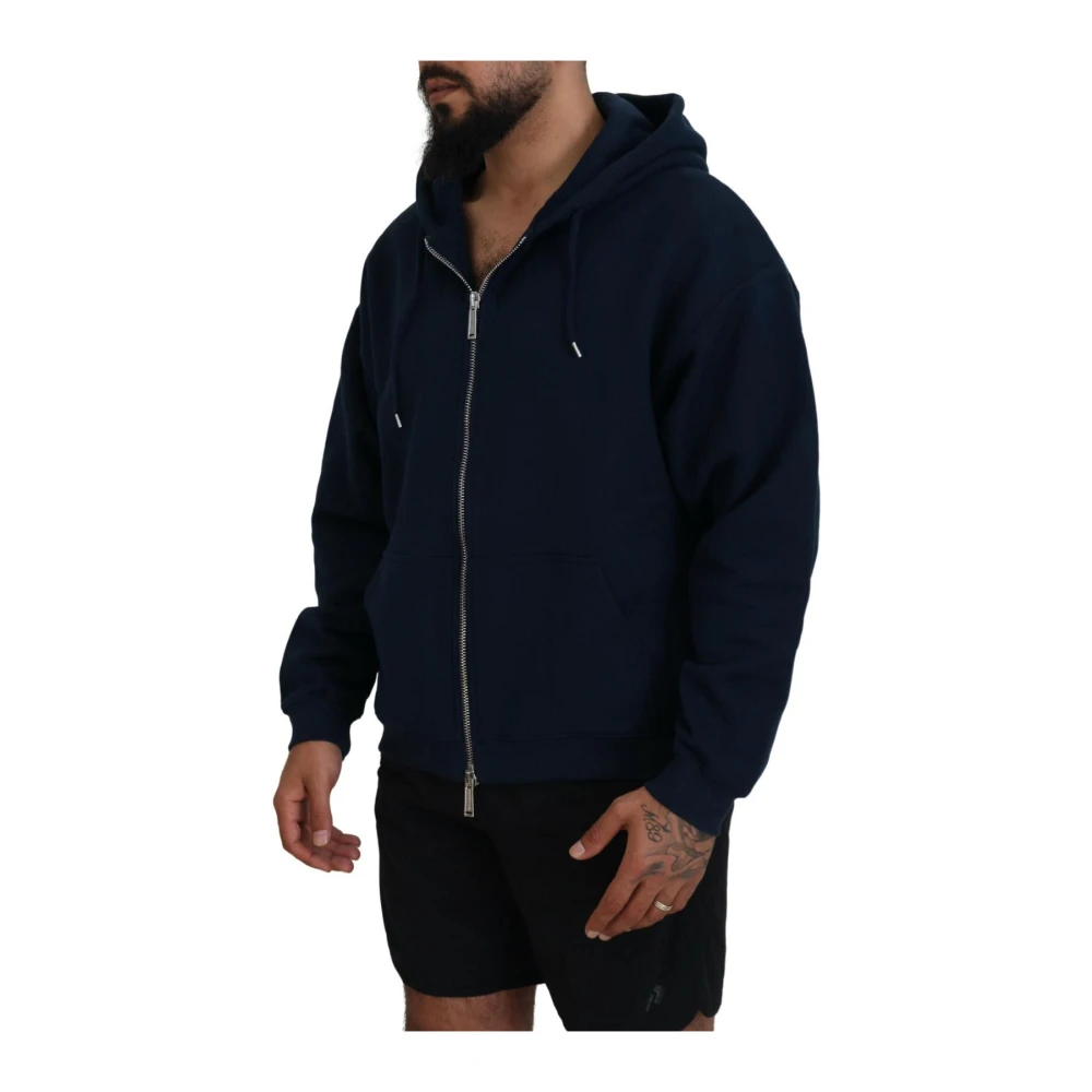 Dsquared2 Blauwe Katoenen Hoodie met Rits Blue Heren