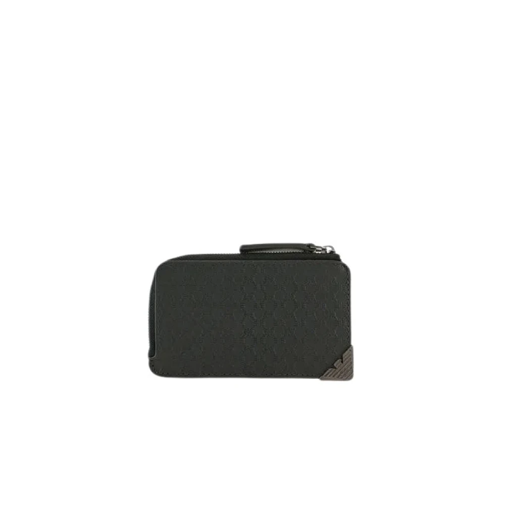 Emporio Armani Adelaar Relief Patroon Creditcardhouder Black Heren