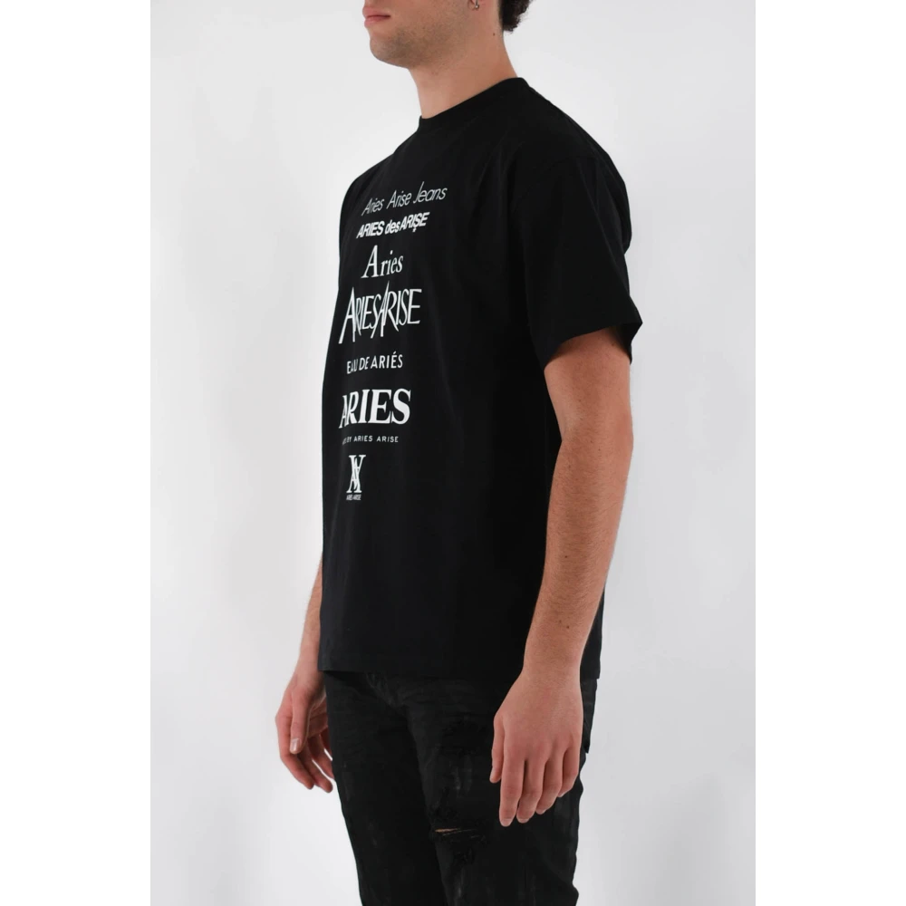 Aries Katoenen T-shirt met Frontprint Black Heren
