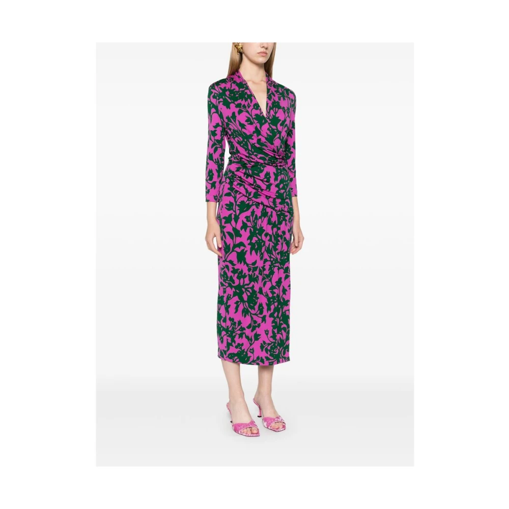 Diane Von Furstenberg Bloemenprint Gedrapeerde Jurk Multicolor Dames