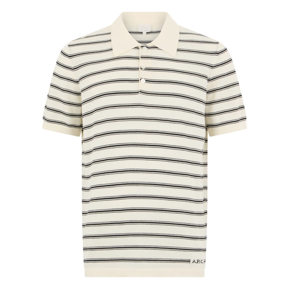A.p.c. Men's Beige Polo Shirts, L, Cotton Striped Polo