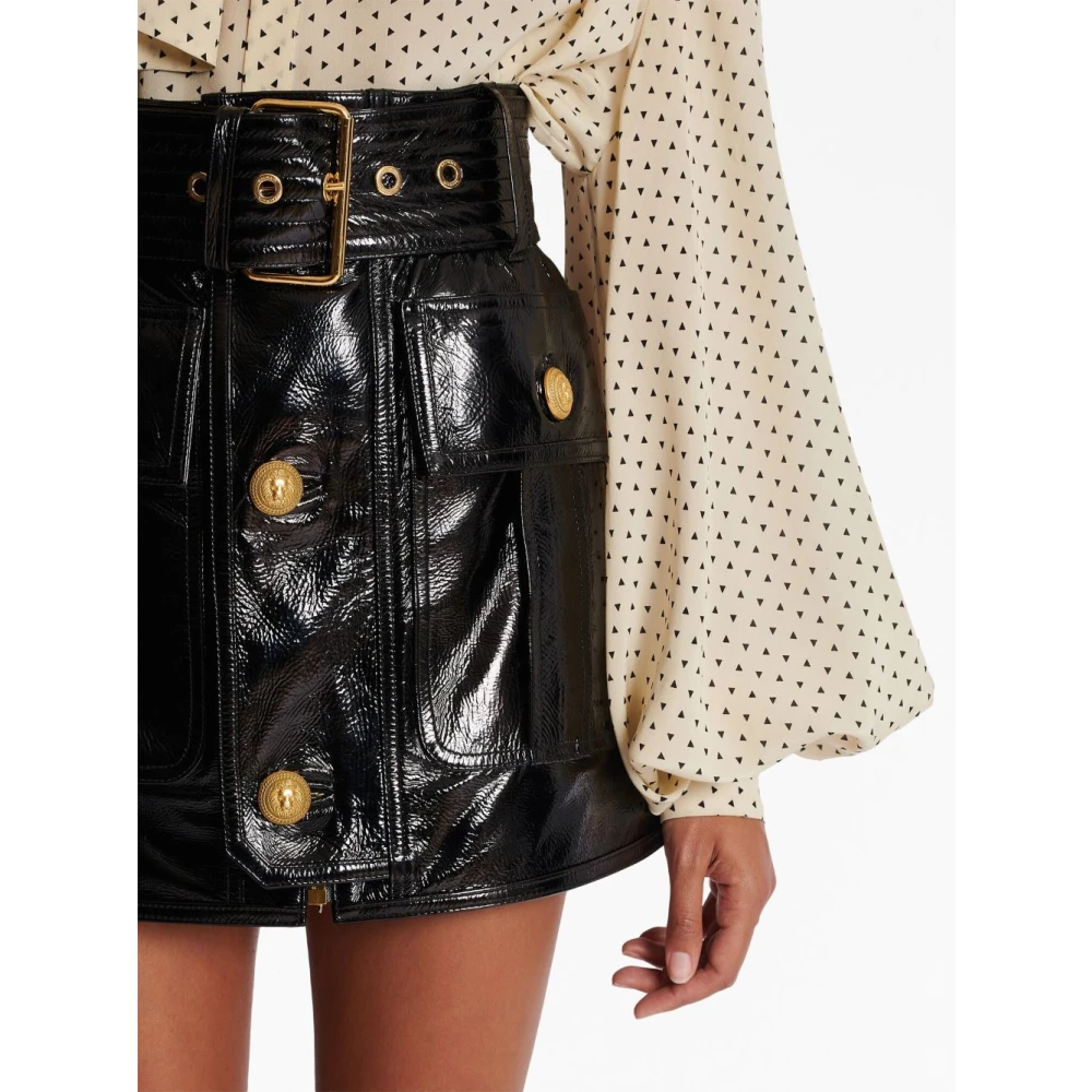 Balmain Noir Patent Leren Riem Black Dames
