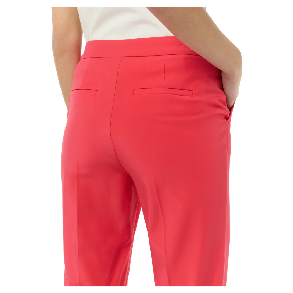 comma Slim Viscose Mix Cropped Trousers Red Dames