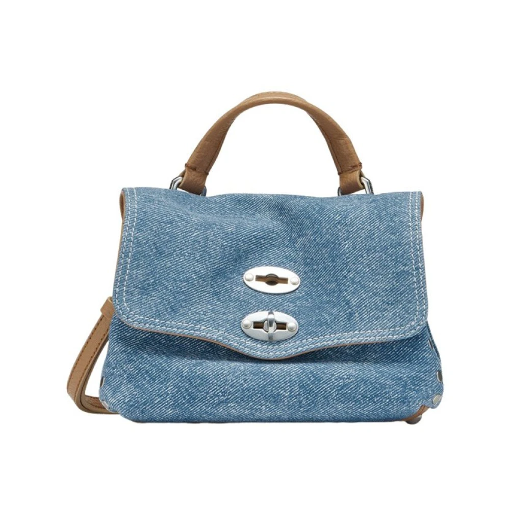 Zanellato Denim Schoudertas met Verstelbare Band Blue Dames