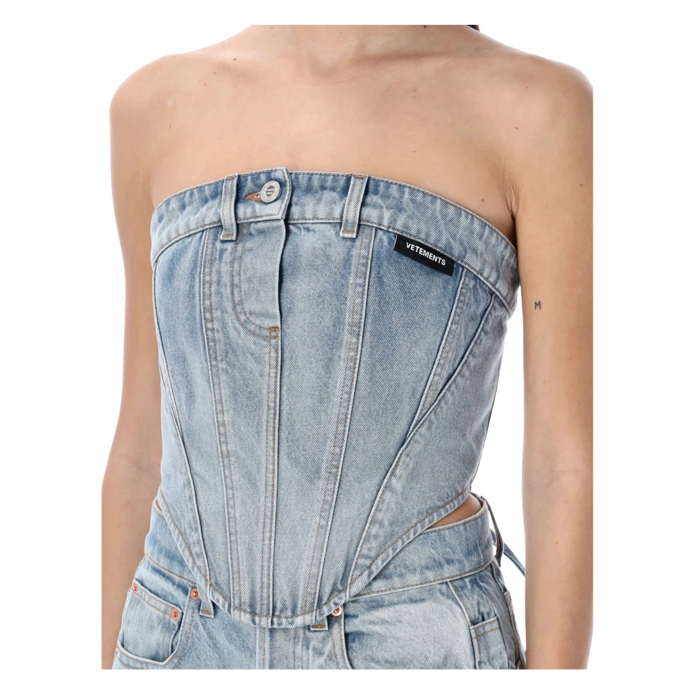 Vetements Denim Bustier Top Blue Dames