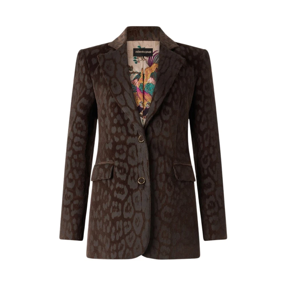 Roberto Cavalli Brown Jaguar Skin Corduroy Jacket - Female - Blazers - S - Jackets