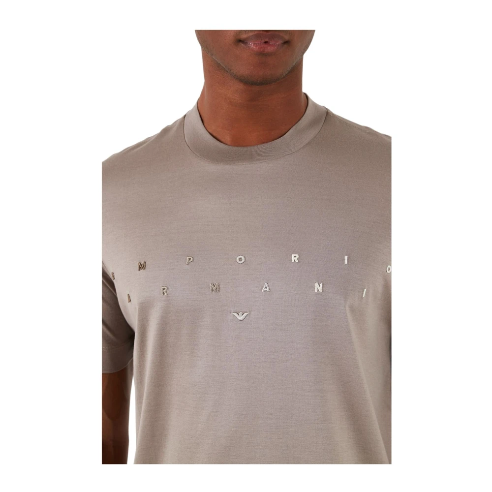 Emporio Armani Korte Mouw T-shirt Beige Heren